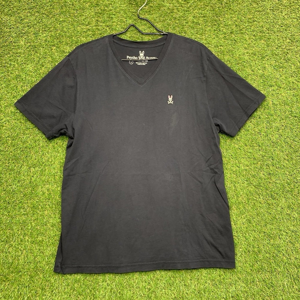 Psycho Bunny Robert Godley Shirt Mens 6 Medium Black Classic VNeck Short Sleeve